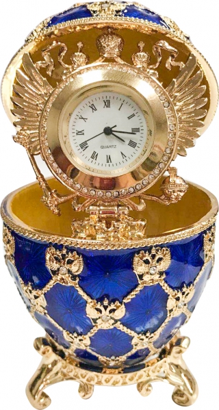 купить Яйцо пасхальное "Коронационное-часы-орел" цвет синий