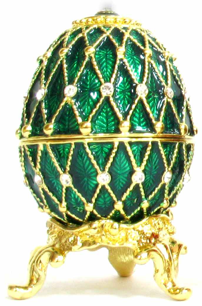 Яйцо пасхальное "Сетка" со стразами, цвет зелёный
