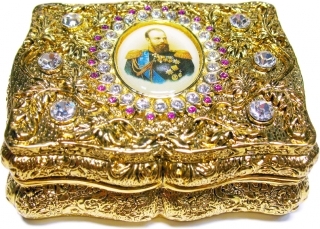 купить Шкатулка "Император Александр III" со стразами, цвет страз розовый