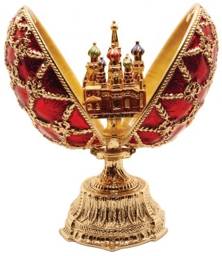 купить Яйцо пасхальное открывающееся "Храм Василия Блаженного" малое с сюрпризом, цвет красный
