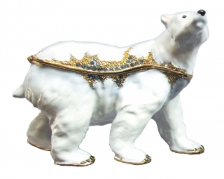 купить Шкатулка ажурная "Белый медведь" большая