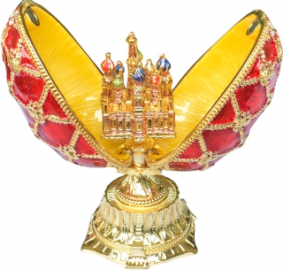 купить Яйцо пасхальное открывающееся "Храм Василия Блаженного" среднее с сюрпризом, цвет красный