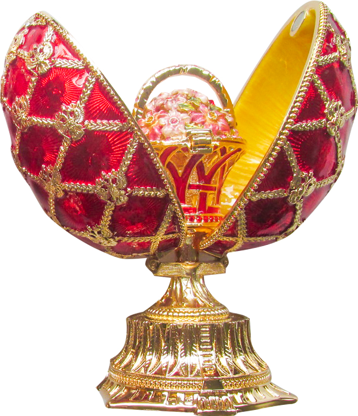 Яйцо пасхальное открывающееся "Корзина" с сюрпризом, цвет красный