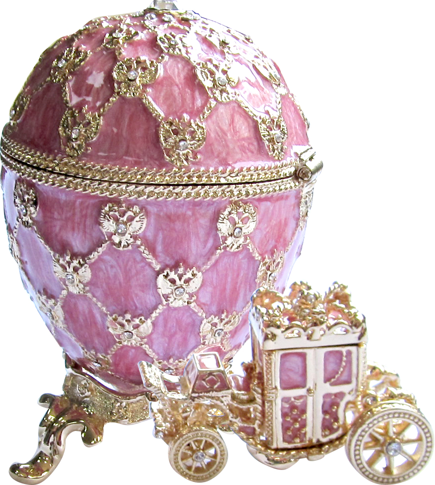 Яйцо пасхальное "С каретой" среднее, цвет розовый