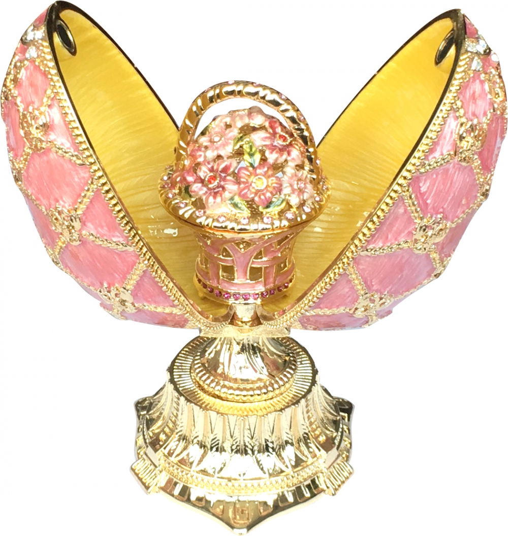 Яйцо пасхальное открывающееся "Корзина" с сюрпризом, цвет розовый