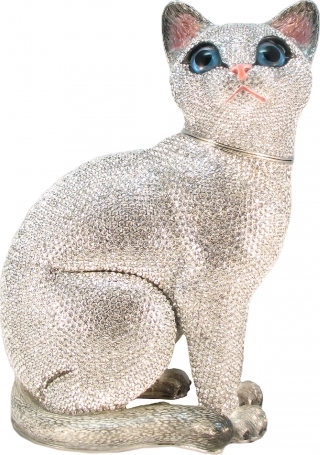 купить Шкатулка "Кошка" со стразами, цвет серебро