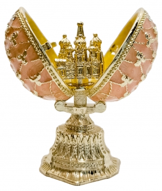 купить Яйцо пасхальное открывающееся "Храм Василия Блаженного" с сюрпризом, цвет розовый