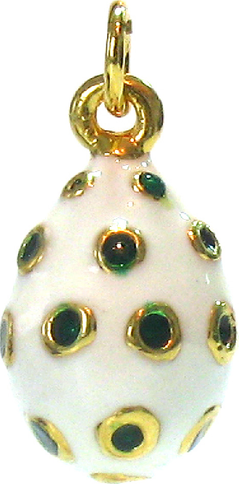Кулон неоткрывающийся "Точечки", цвет белый зеленый