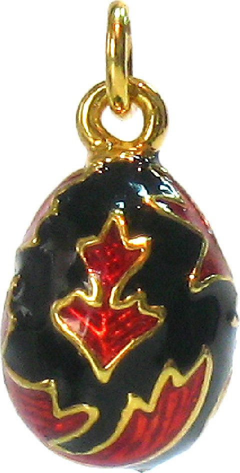Кулон неоткрывающийся "Листопад", цвет красный черный