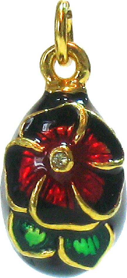 Кулон неоткрывающийся "Примула", цвет черный красный зеленый