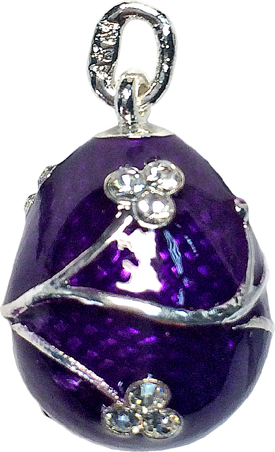 Кулон неоткрывающийся "Три трилистника", цвет фиолетовый
