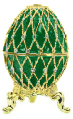 Яйцо пасхальное "Сетка 5 рядов" со стразами, цвет зелёный
