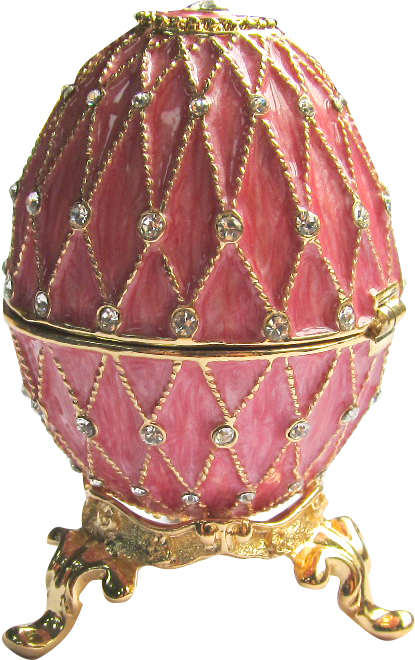 Яйцо пасхальное "Сетка 5 рядов" со стразами, цвет розовый