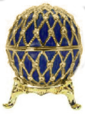 Яйцо пасхальное "Сетка 4 ряда" со стразами, цвет синий