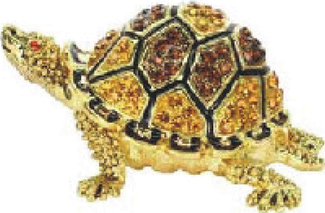 Шкатулка "Черепаха большая" со стразами, цвет коричневый